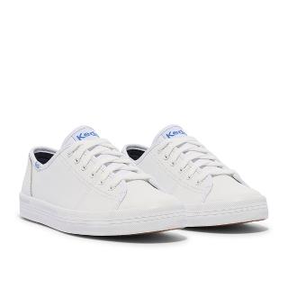 【Keds】KICKSTART 休閒鞋 女鞋 時尚皮革綁帶小白鞋 冰川白(WH57559)