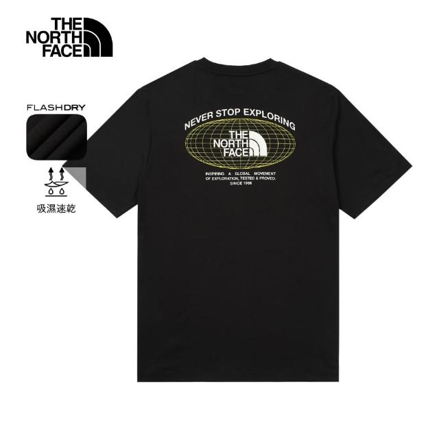 【The North Face 官方旗艦】北面男款黑色吸濕排汗短袖T恤｜8DE7JK3(排汗衫)
