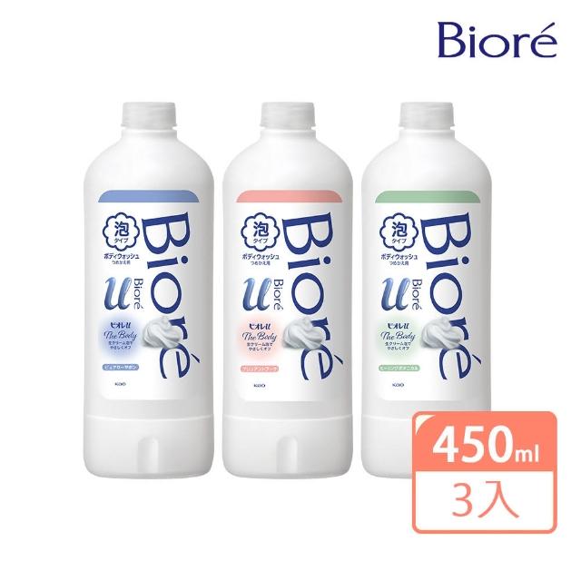 【Biore 蜜妮】高彈潤沐浴慕絲 補充瓶450ml 3入組(共3款可選)