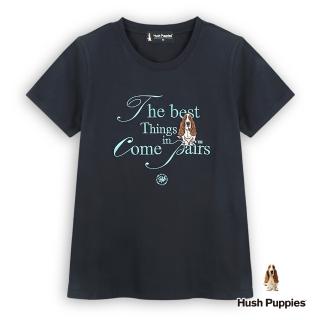 【Hush Puppies】女裝 T恤 簡約英文刺繡狗T恤(丈青 / 53211110)