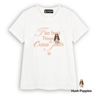 【Hush Puppies】女裝 T恤 簡約英文刺繡狗T恤(白色 / 53211110)