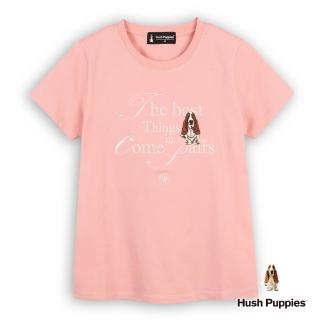 【Hush Puppies】女裝 T恤 簡約英文刺繡狗T恤(淺粉紅 / 53211110)