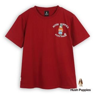 【Hush Puppies】男裝 T恤 精緻美式休閒狗T恤(暗紅 / 53111110)