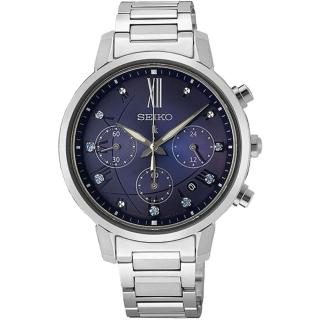 【SEIKO 精工】LUKIA 王淨推薦款 星夜太陽能計時女錶-36.2mm 情人節 禮物(V175-0FC0B/SSC921J1)