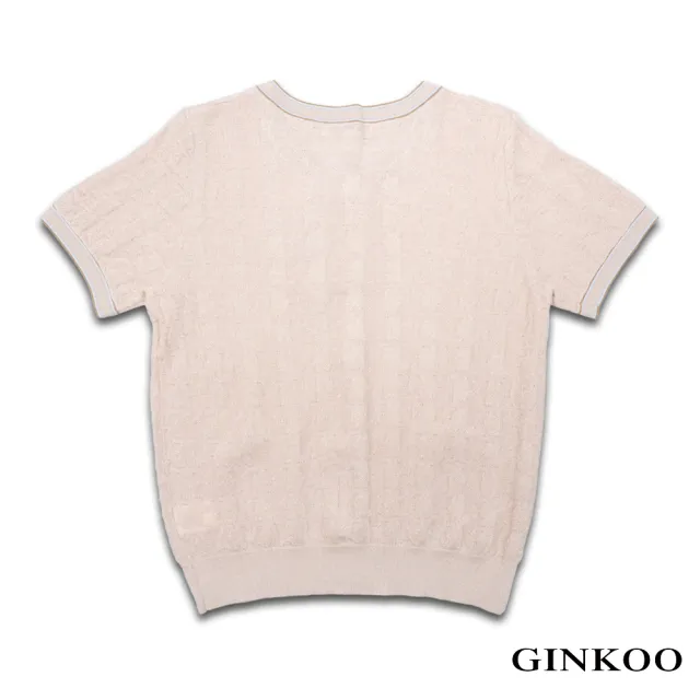【GINKOO 俊克】前口袋圓領金蔥上衣