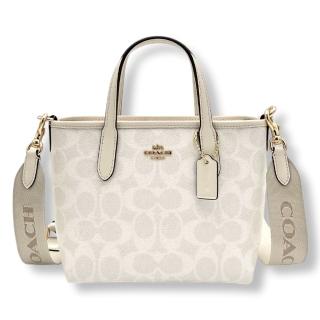 【COACH】女生 手提/側背 兩用包 冰川白滿版緹花 背帶可拆 女款 斜揹包 女包(CW032)