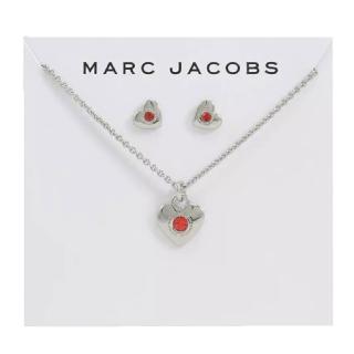 【MARC JACOBS】時尚配件 心型 鑲鑽 耳環項鍊 飾品 禮盒(銀色)