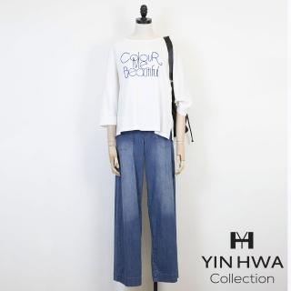 【YIN HWA 盈樺】ARIES 簡約率性細緻立體字母植絨圖案上衣