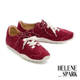 【HELENE SPARK】美式復古雙鞋帶羊麂皮厚底休閒鞋(紅)