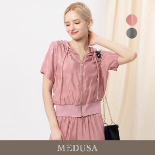 【MEDUSA 曼度莎】現貨-輕盈絲感短袖連帽外套 - 2色（M-XL）｜薄外套 女休閒外套 短袖外套(601-5040A)