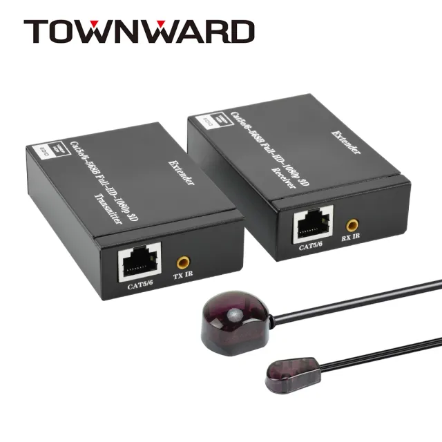 【TOWNWARD 大城科技】HDMI網路延長器 60M 附IR(HDMI轉RJ45 延伸器 CAT6 網路線 HDMI線 型號: HTR-6022)