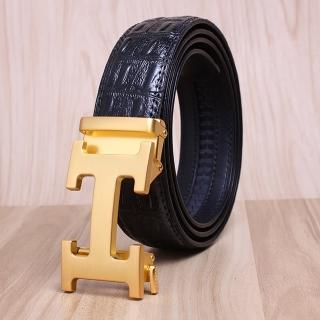 【巴黎精品】現貨出清 不退換 皮帶真皮腰帶(牛皮霧面自動扣頭男配件3款p1am28)