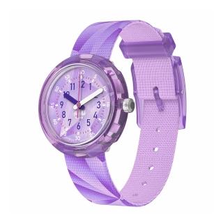 【Flik Flak】兒童錶 PURPLE PRISM 兒童手錶 兒童禮物 瑞士錶 編織錶帶(31.85mm)