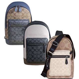 【COACH】新款 經典C LOGO 撞色搭配 單肩包後揹包兩用包(贈原廠防塵袋紙袋)