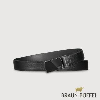【BRAUN BUFFEL 德國小金牛】臺灣總代理 時尚紳士 鏡面拉絲自動扣皮帶-鎗色(BF25S-RO031-SGU)