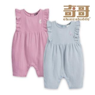 【奇哥官方旗艦】比得兔 嬰幼童裝 泡泡紗荷葉袖背心兔裝/連身衣 6-18個月(2色選擇)