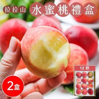 【初品果】產地直送-拉拉山水蜜桃禮盒12顆x2盒(4斤 五月桃/媽媽桃 端午節禮盒 三節禮盒) 季節限定