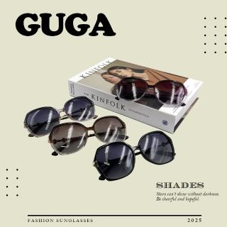 【GUGA】偏光淑女太陽眼鏡 四葉花水鑽款(透明漸層感 視野清晰 UV400抗紫外線)