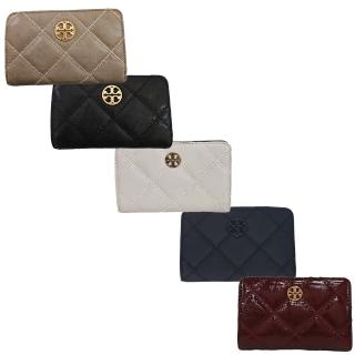 【TORY BURCH】TORY BURCH Willa 菱格紋皮革對開釦式中夾 多色可選(送禮)