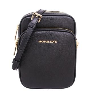 【Michael Kors】JET SET TRAVEL系列金字LOGO 防刮全皮革 小方包 / 小相機包 / 斜揹包(經典黑)