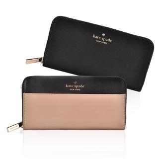 【KATE SPADE】經典金屬LOGO皮革拉鍊長夾(任選)