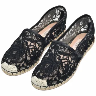 【VALENTINO 范倫鐵諾】Garavani Lace 蕾絲麻編織休閒女鞋(黑色GWS00958-BLK)