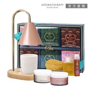 【AA 英國皇家芳療】璀璨玫瑰時光獨家收藏組(璀璨玫瑰時光禮盒+融燭燈+香氛燭+東方美人皂6入禮盒)