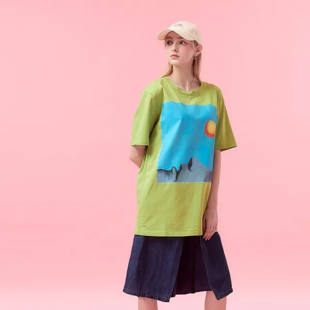 【ICHE 衣哲】Cop.Copine法式時尚休閒數位印花造型長版上衣