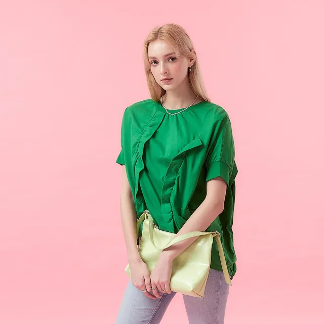 【ICHE 衣哲】Cop.Copine法式設計款手工拼接不規則輪廓造型上衣