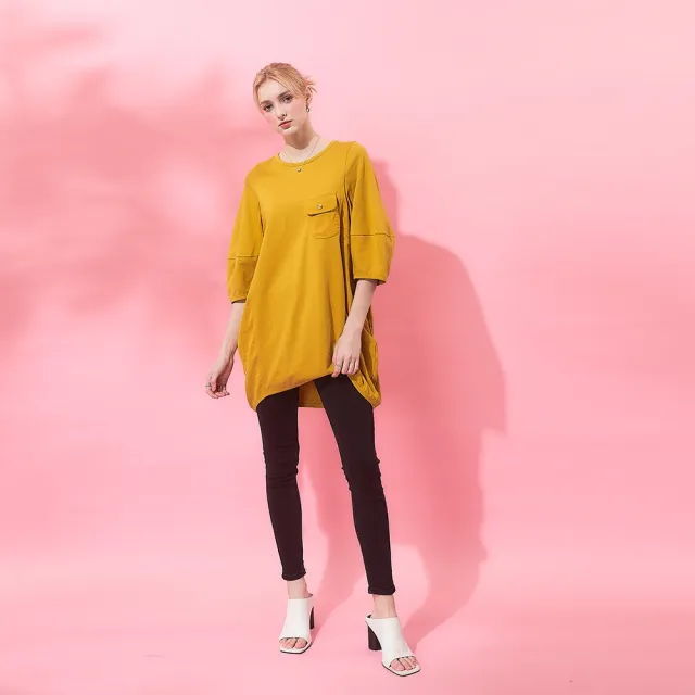 【ICHE 衣哲】Cop.Copine法式簡約繭型空氣感造型長版上衣洋裝(兩穿)