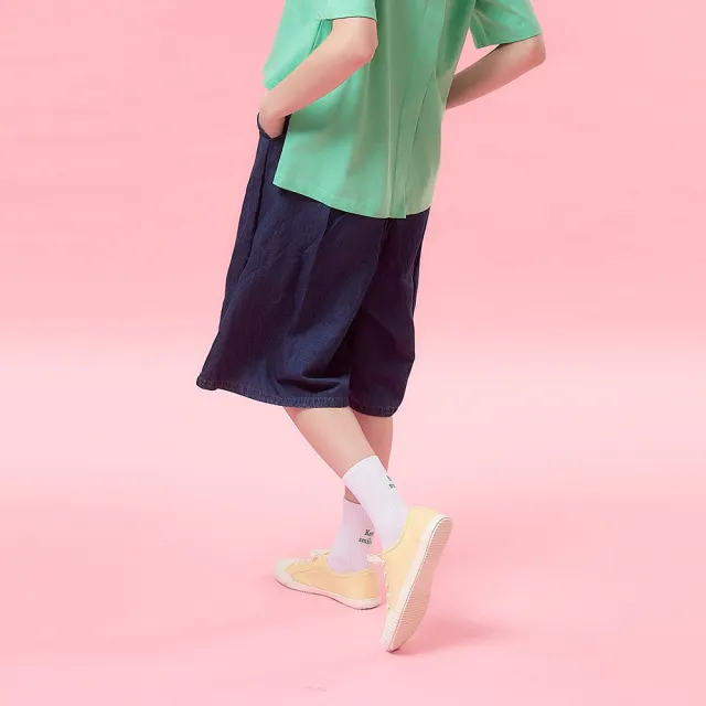 【ICHE 衣哲】Cop.Copine法式簡約丹寧雙打摺挺版褲裙設計造型寬褲