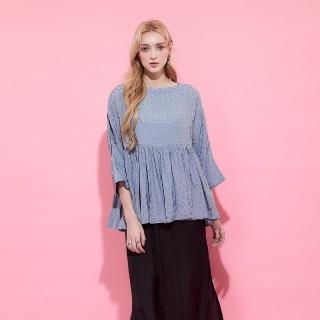 【ICHE 衣哲】Cop.Copine法式花卉圖案嫘縈荷葉邊七分袖上衣