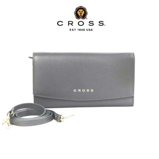 【CROSS】直播限定 限量1折 頂級小牛皮肩揹包WOC 碧雅系列 全新專櫃展示品(大象灰)