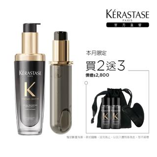 【KERASTASE 巴黎卡詩】黑鑽極萃逆時玫瑰香氛露75ml+填裝瓶75ml(新升級/護髮油)