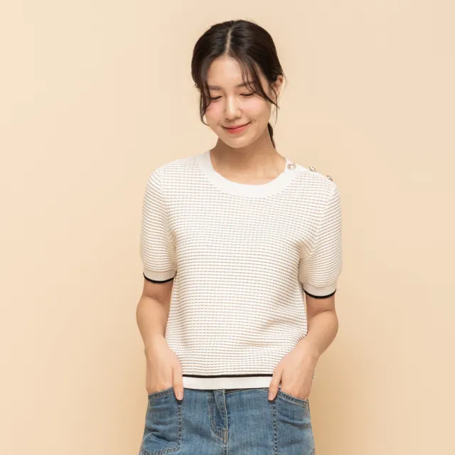 【perng yuh 芃諭名品】簡雅俐落 廓形織紋 針織衫(2025 SS Collection｜4A春夏新品上市)