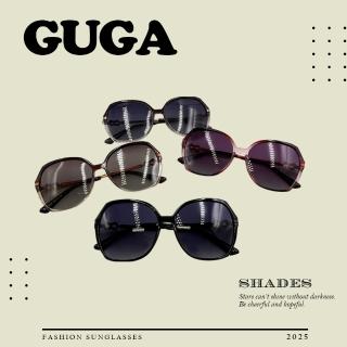 【GUGA】偏光淑女太陽眼鏡 環扣水鑽款(透明漸層感 視野清晰 UV400抗紫外線)