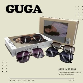 【GUGA】偏光淑女太陽眼鏡 金邊幸運草款(透明漸層感 視野清晰 UV400抗紫外線)