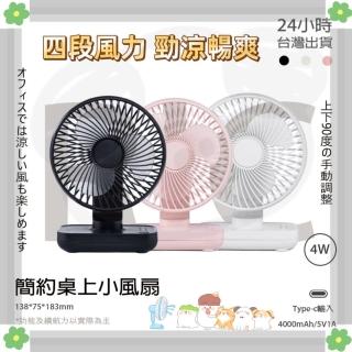 【夏清涼】時尚美學新升級大風量 便攜式桌上型風扇(辦公桌、書桌 USB電池雙重供電)