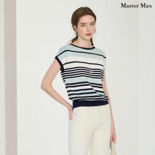 【Master Max】條紋拼接色塊休閒針織上衣(8518032)