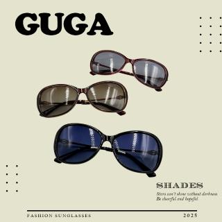【GUGA】偏光淑女太陽眼鏡 金屬巴洛克扣飾(鑲嵌晶鑽細節 視野清晰 UV400抗紫外線)