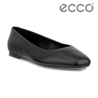 【ecco】MARGOT 舞悅經典真皮芭蕾舞鞋 女鞋(黑色 23432301001)