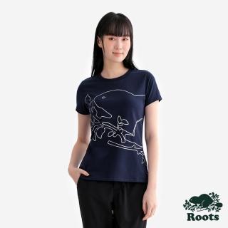 【Roots】Roots女裝- SUPER BEAVER SLIM 短袖上衣(軍藍色)