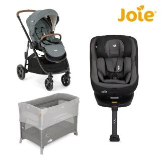 【Joie官方旗艦】spin360 isofix 0-4歲全方位安全座椅 + versatrax E 多功能三合一推車+Kubbie Sleep嬰兒床