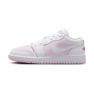 【NIKE 耐吉】Air Jordan 1 Low 女鞋 大童 白粉色 AJ1 透氣 低筒 皮革 喬丹 休閒鞋 553560-608