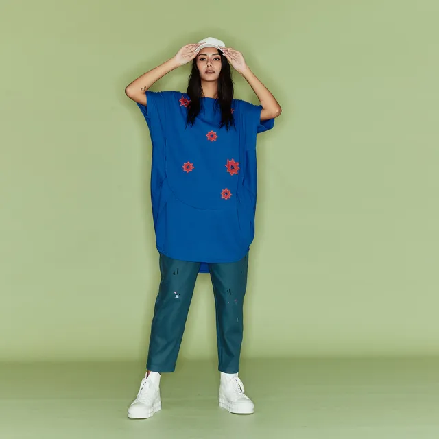 【ICHE 衣哲】Cop.Copine 星漾自由．空氣感繭型造型長版上衣洋裝(兩穿-兩色)