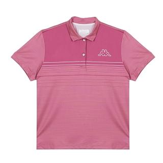 【KAPPA】義大利時尚吸濕排汗女性短袖POLO(桃粉滿版 332338W530)
