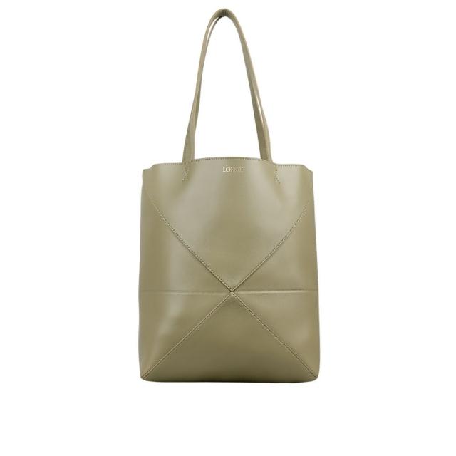 【LOEWE 羅威】Puzzle 亮面小牛皮摺疊托特包(尤加利綠)