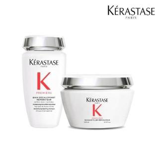 【KERASTASE 巴黎卡詩】白鑽升重建髮浴250ml+髮膜200ml(洗髮精/髮浴/髮膜/護髮/修護/養髮)