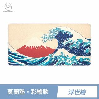 【頑皮鬼】浮世繪｜PU皮革x軟木 雙材質加大加寬桌墊滑鼠墊(雙面用防滑防潑水辦公寫字墊滑鼠墊)