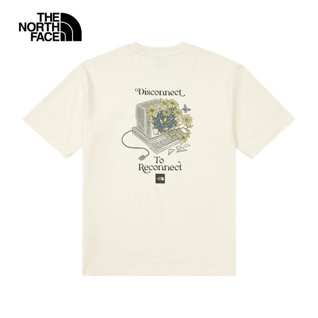 【The North Face 官方旗艦】北面UE男款米白色純棉大尺寸印花短袖T恤｜8C6RQLI